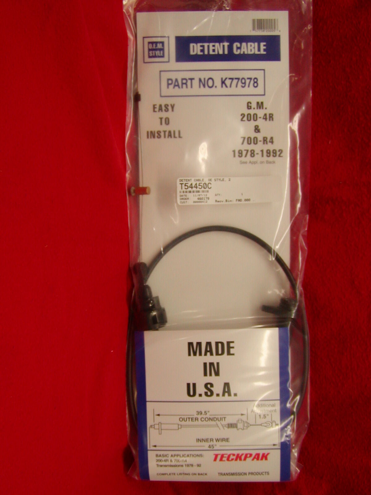 TH700R4 2004R 4L60 TRANSMISSION OE STYLE THROTTLE PRESSURE KICKDOWN CABLE K77978