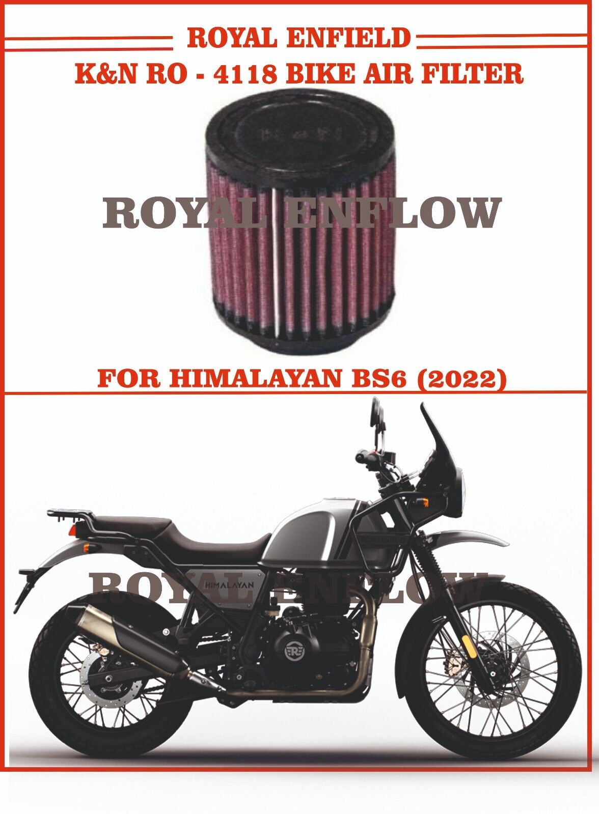 Royal Enfield K&N RO - 4118 Bike Air Filter for HIMALAYAN BS6 (2022) - Exp Ship