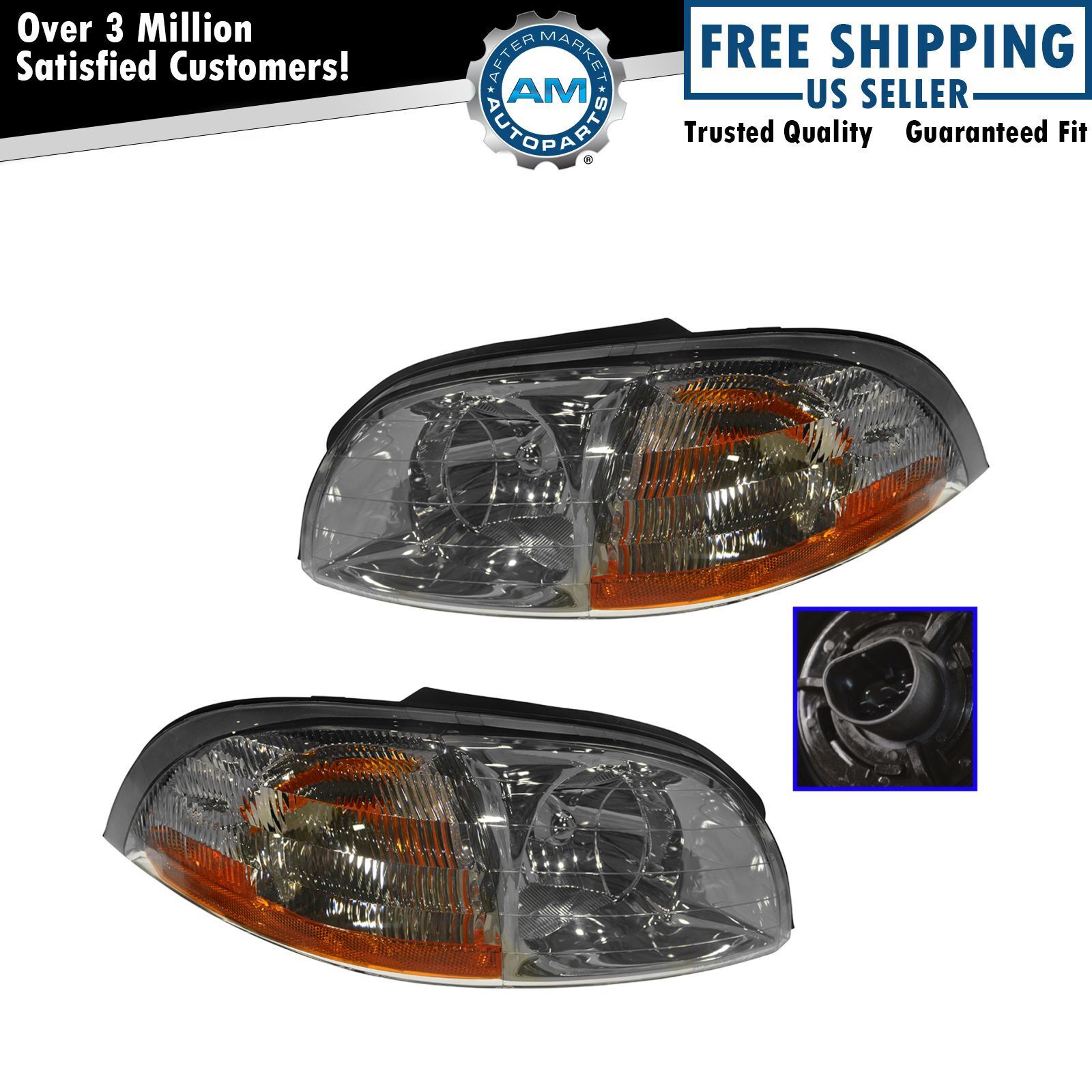 Headlights Headlamps Left & Right Pair Set NEW for 99-00 Ford Windstar