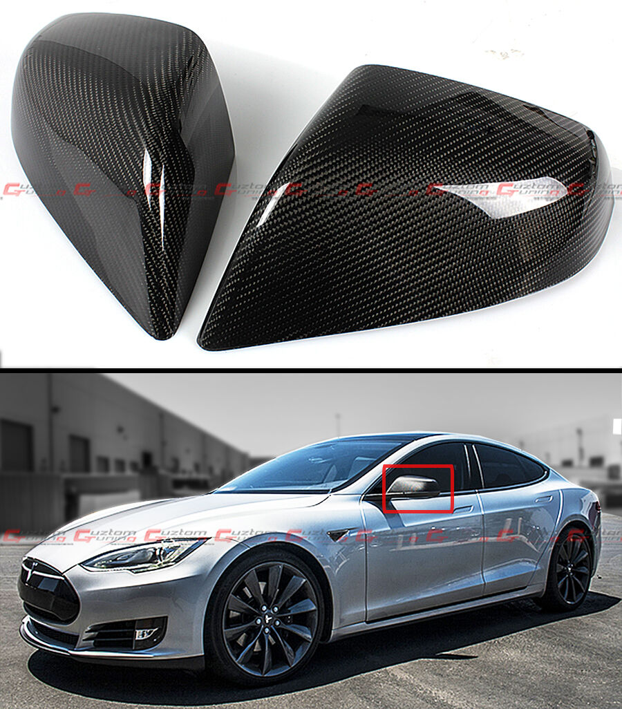 FOR 12-2020 TESLA MODEL S DIRECT ADD-ON REAL CARBON FIBER SIDE MIRROR COVERS CAP