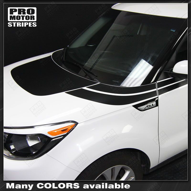 For KIA SOUL 2008-2016 Hood and Side Accent Sport Stripes Decals (Choose Color)