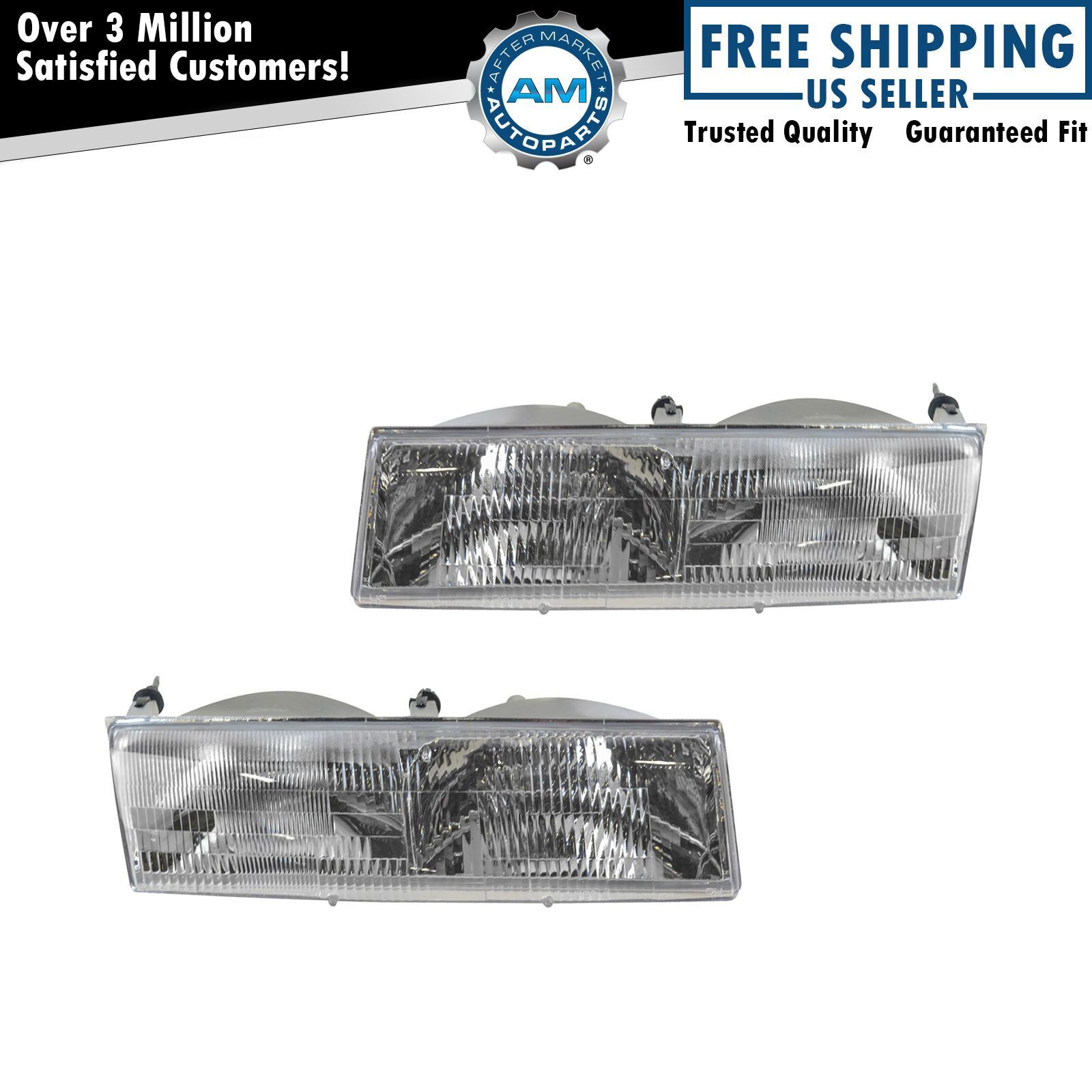 Headlights Headlamps Pair Set LH Left & RH Right for Grand Marquis Cougar