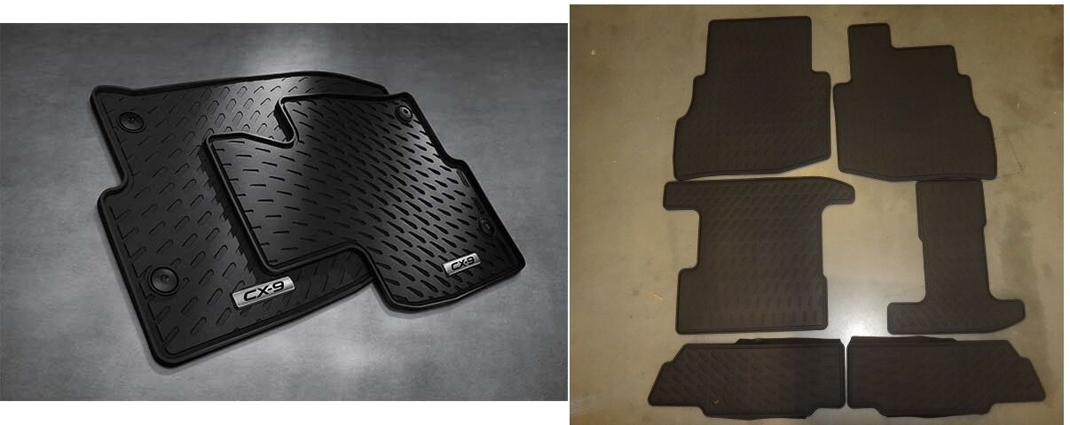2016-2023 Mazda CX-9 Front & Rear All Weather Mats With Middle Row Bench Seats