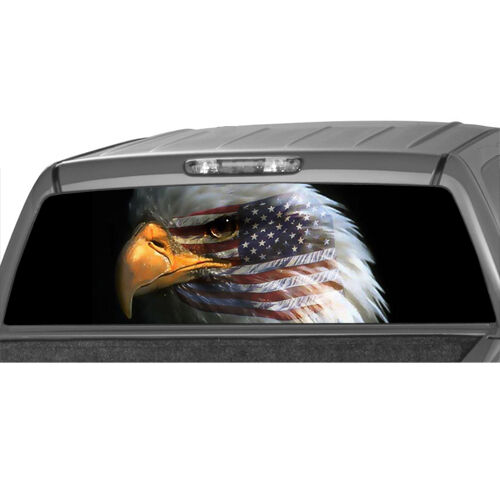 AMERICAN Flag Bald EAGLE warbird FLAG face Rear Window Graphic Decal Truck suv 