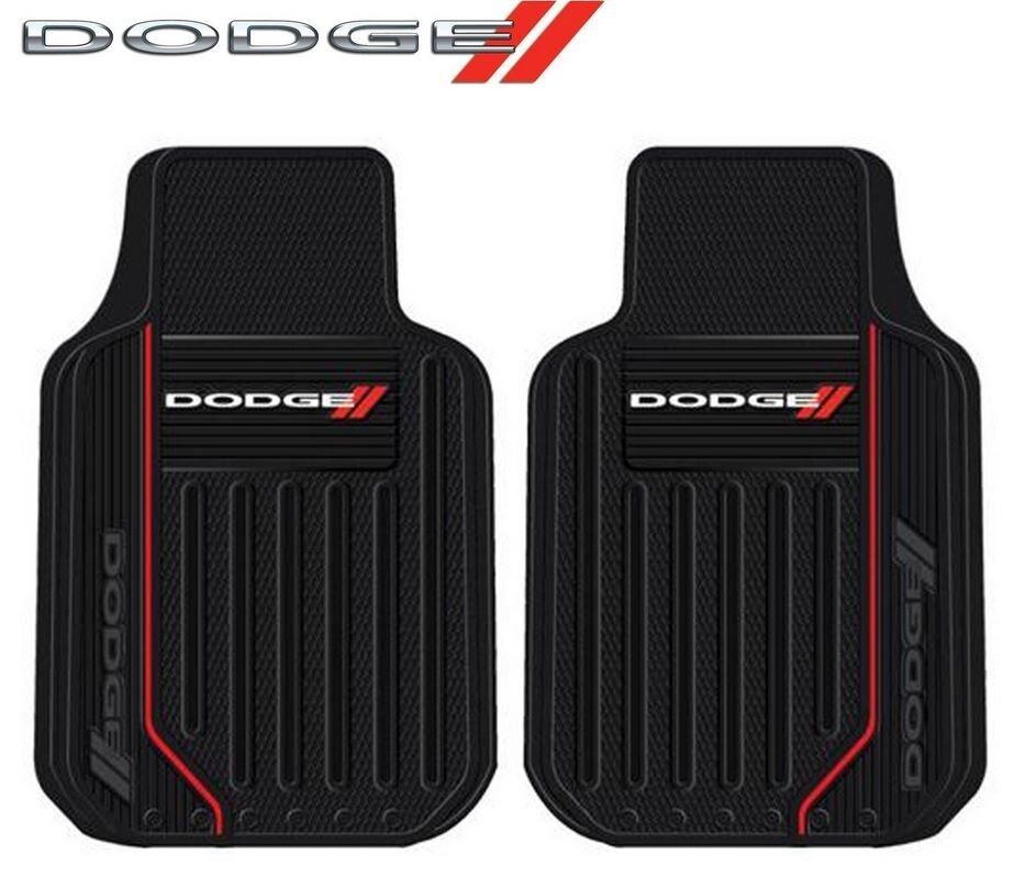 2 PC Dodge Elite Front Rubber Floor Mats With Logo Fast Same Day Shipping USA