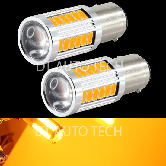 2X 1156 Projector 5630 Chip LED Yellow/Amber Turn Signal Brake Tail Lights Bulbs