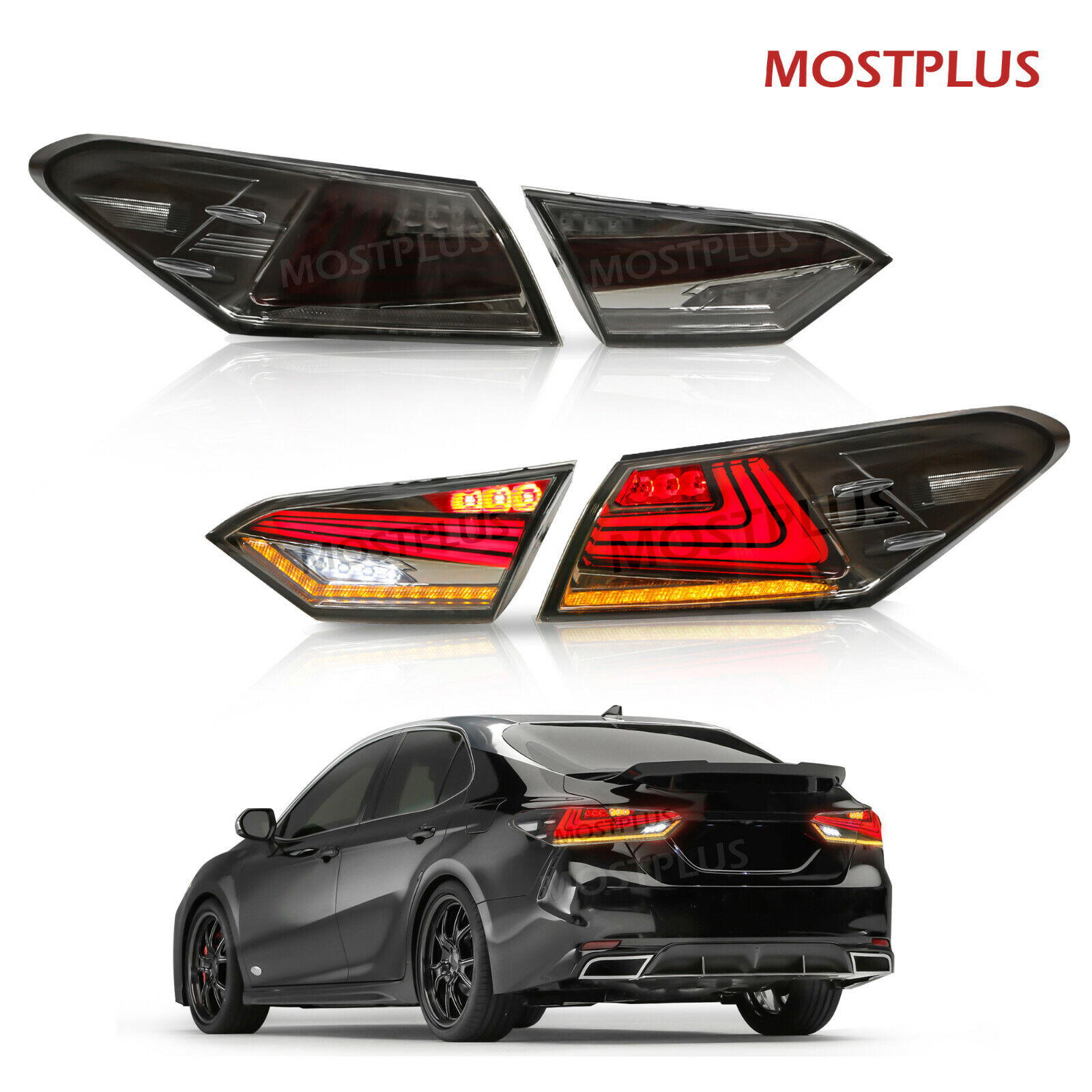 Smoked LED Tail Lights Rear Lamps Assembly For 2018 2019 Toyota Camry Modifiy