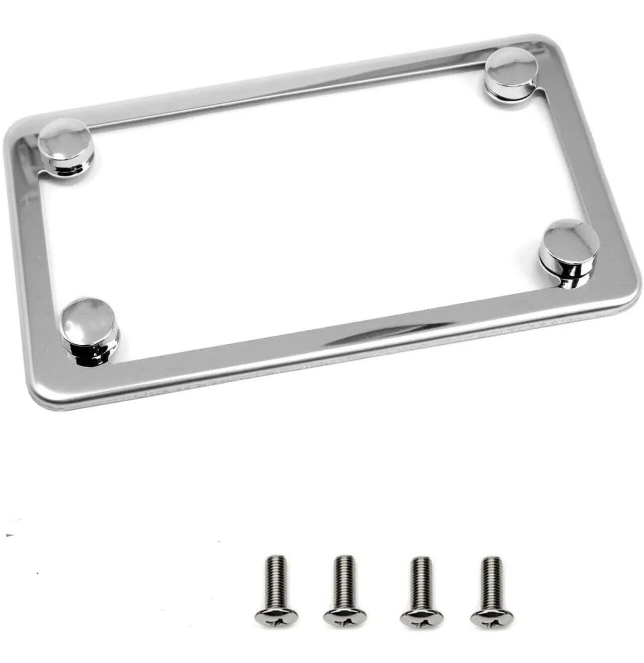 Motorcycle Slim Style Polished Stainless Steel License Plate Frame 