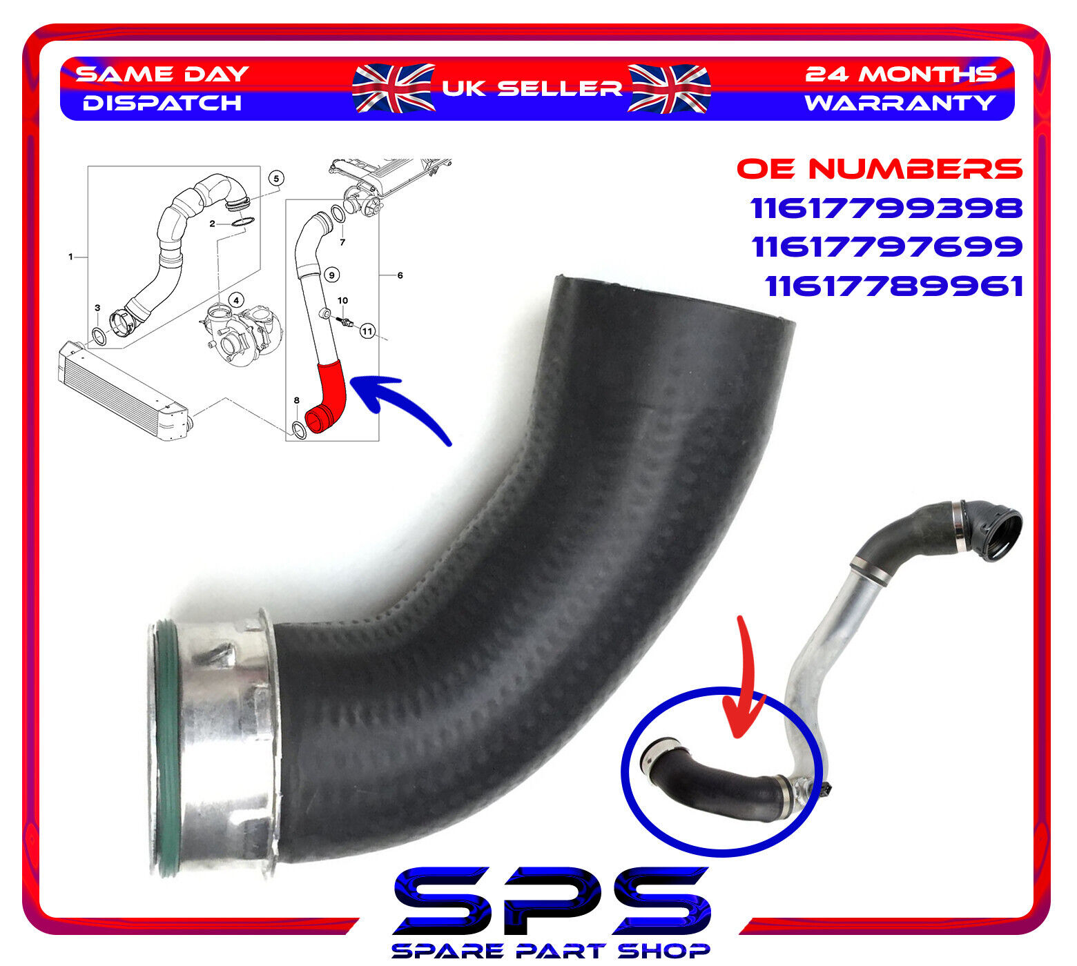 Turbo Air Intake Hose Left Lower For Bmw 3 Series E46 330 D Cd Xd 11617799398