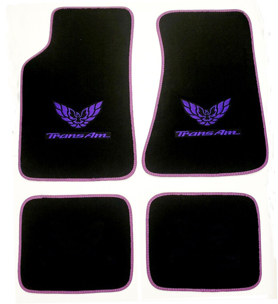 NEW Carpet Floor Mats 1982-2002 FIREBIRD Trans Am Embroidered Logo Black Purple