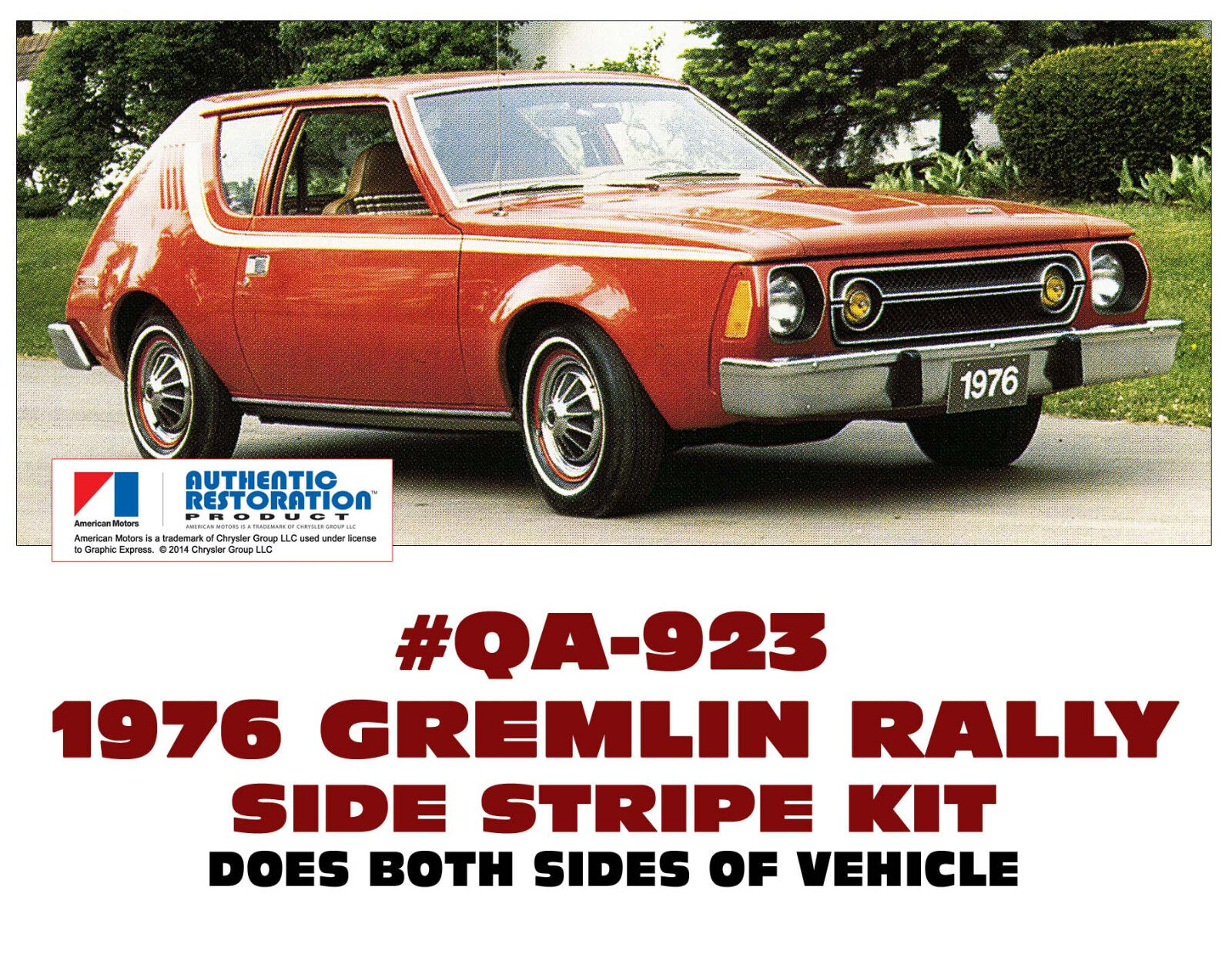 QA-923 1976 AMC - AMERICAN MOTORS - GREMLIN - RALLY SIDE STRIPE DECAL