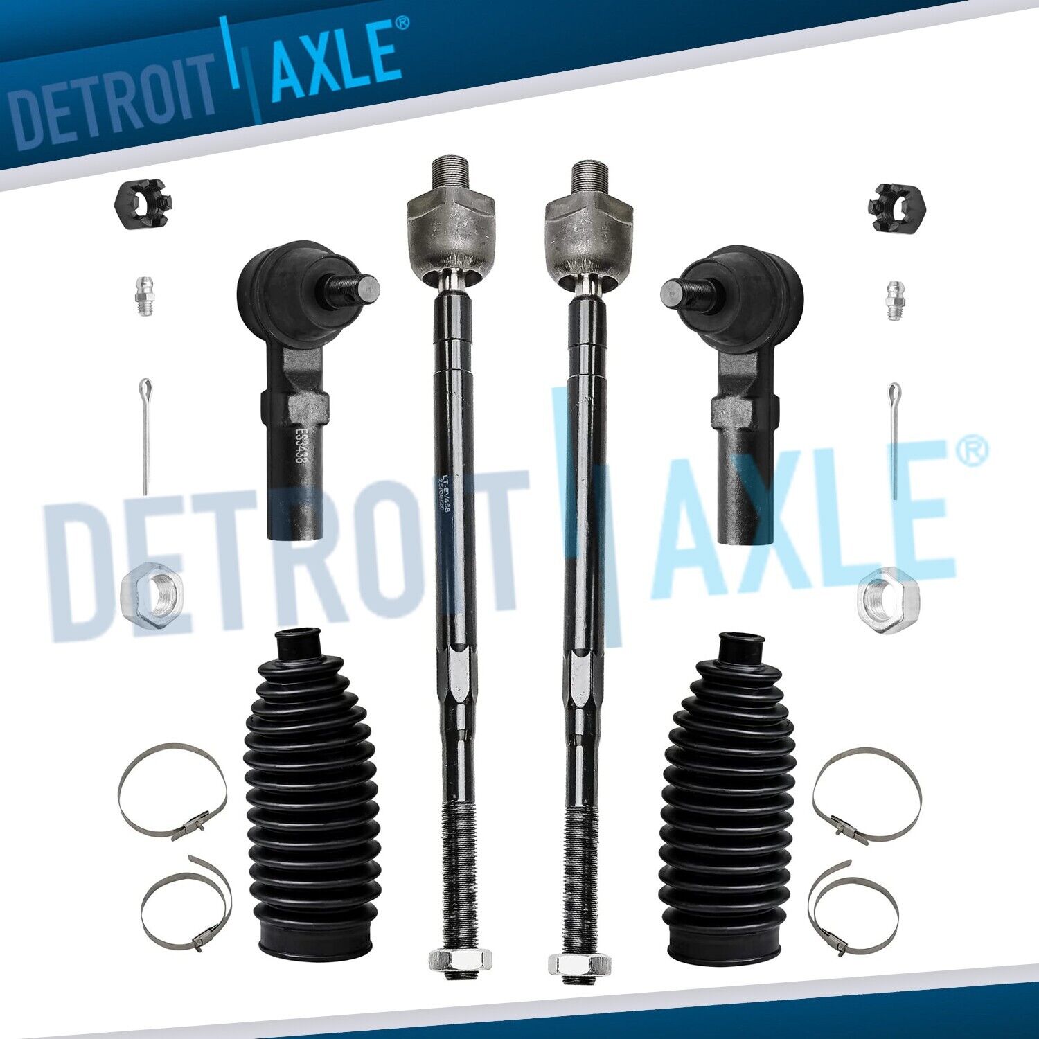 All (4) Inner & Outer Tie Rods + Boot Kit for Nissan Maxima & Infiniti i30 i35