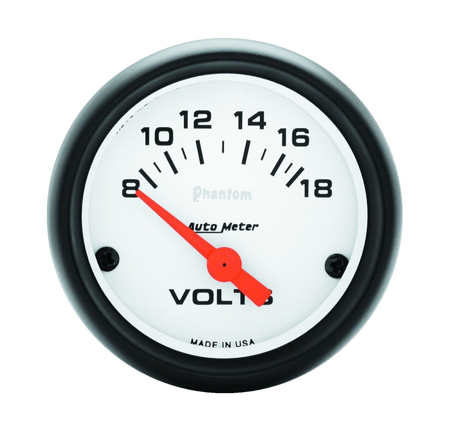 Auto Meter Phantom Electric Volt Voltmeter Gauge 2-1/16 in. 8 - 18 Volt (52mm)