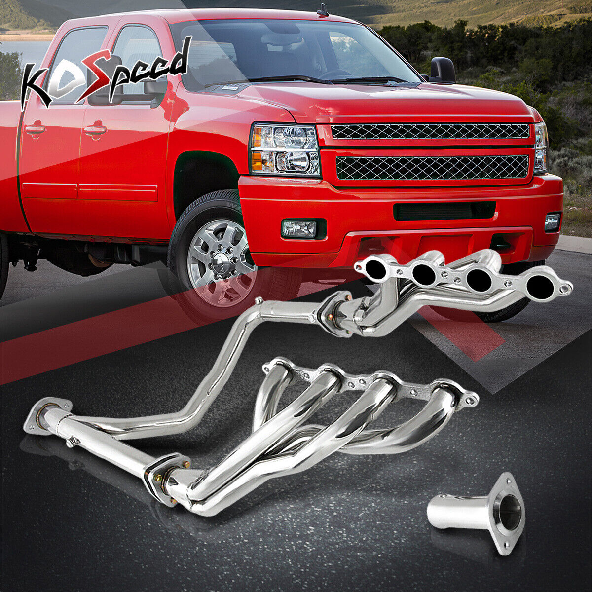 GMT900 4.8/5.3/6.0 V8 LONG TUBE STAINLESS STEEL EXHAUST HEADER+Y-PIPE 294-364