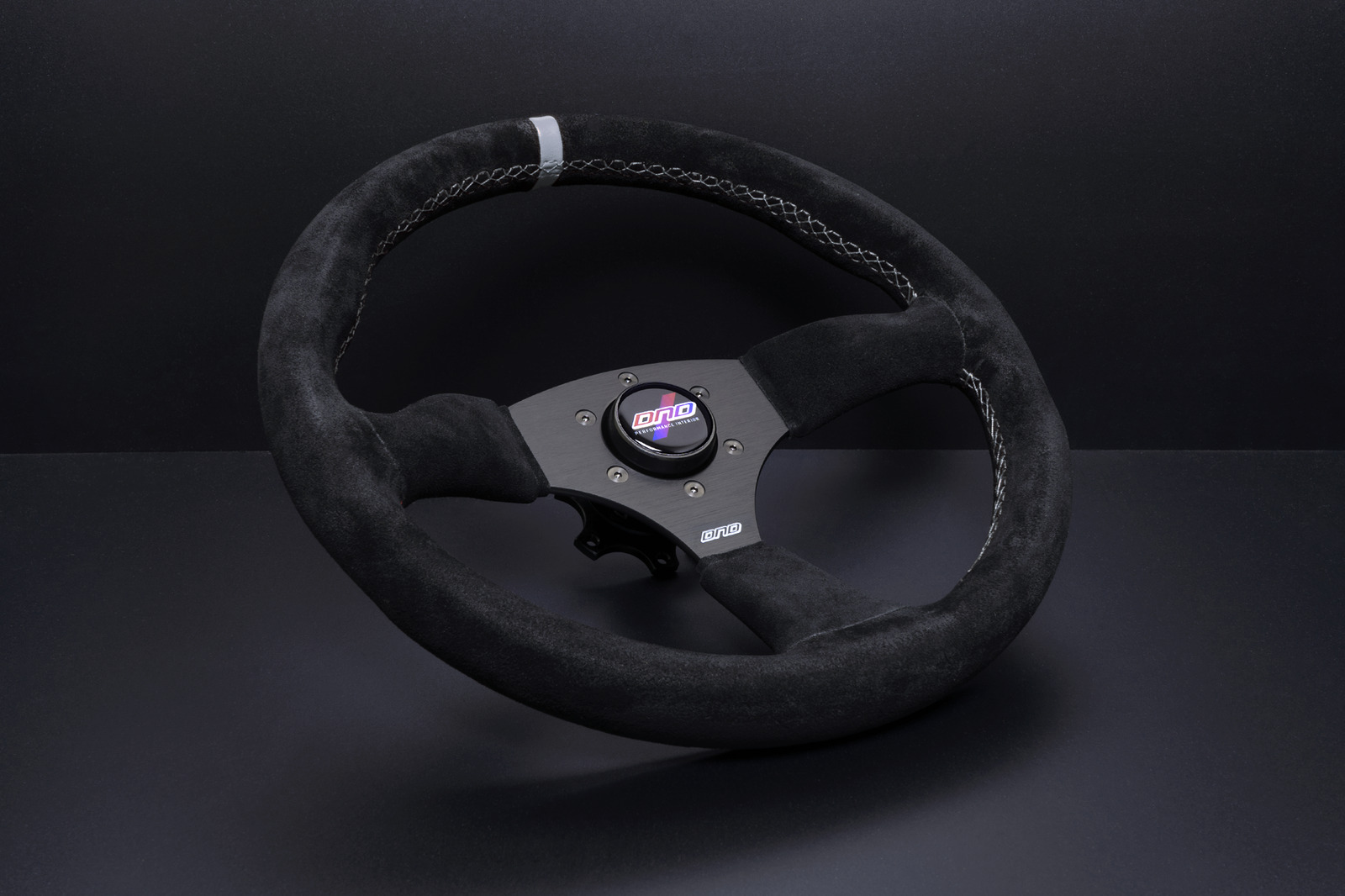 DND Alcantara Touring Steering Wheel 350mm 50mm Deep Black with Gray Stitching