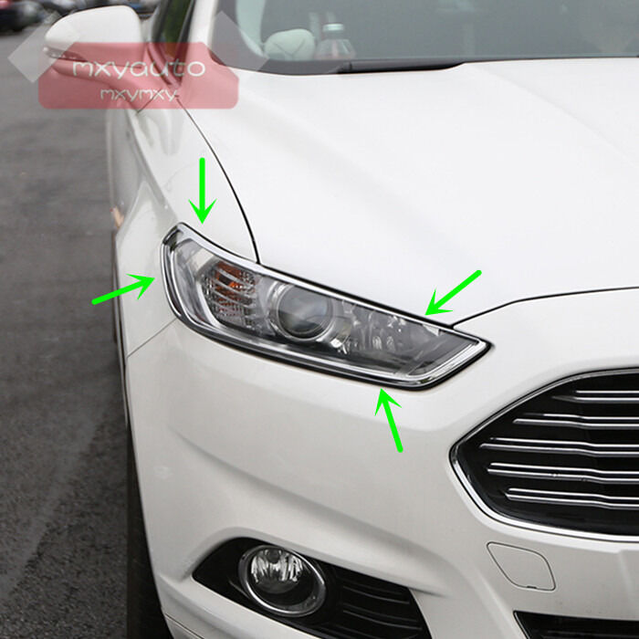 ABS Chrome Front Head Light Cover Trim For Ford Fusion Mondeo 2013 2014 2015 16