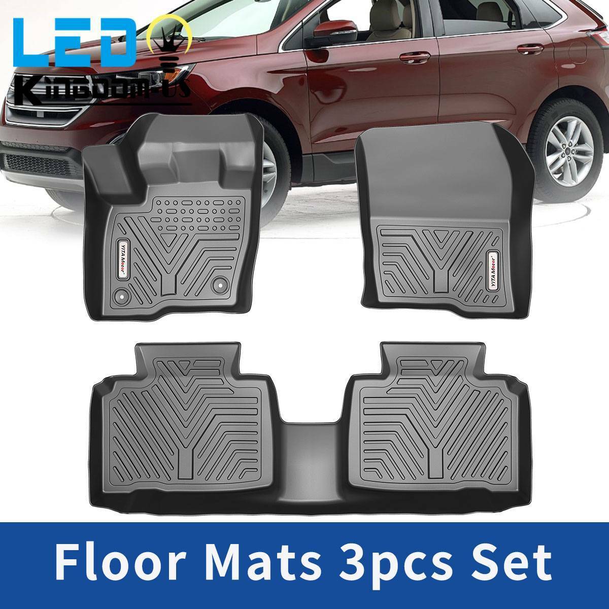 Floor Mats Front Rear Row Anti-Slip Liner for 2015-2024 Ford Edge Waterproof 3pc