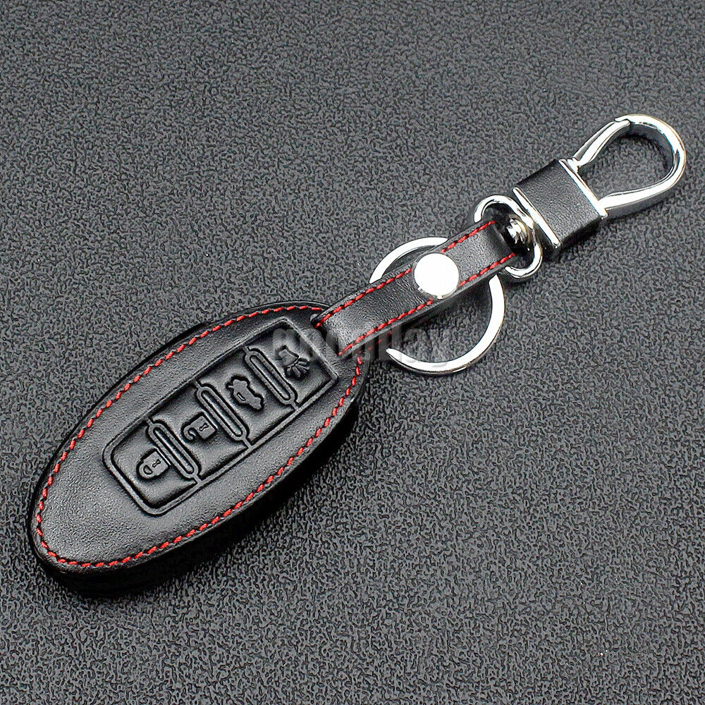 Leather Case Cover Keyfob For Nissan Altima Maxima GTR 4 Button Remote Smart Key