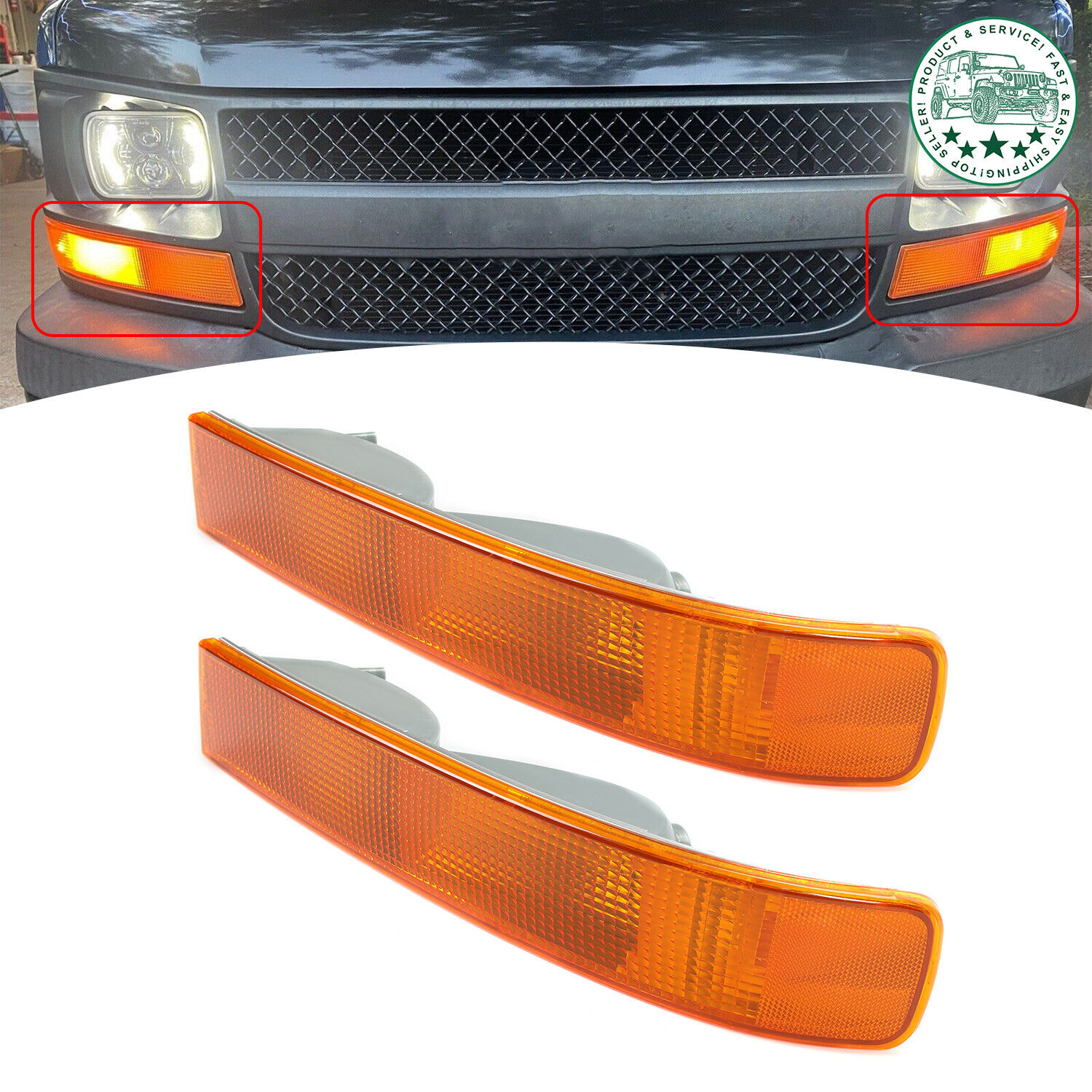 Pair Parking Light Turn Signal Directional Lamp For 03-23 Chevy GMC Express Van