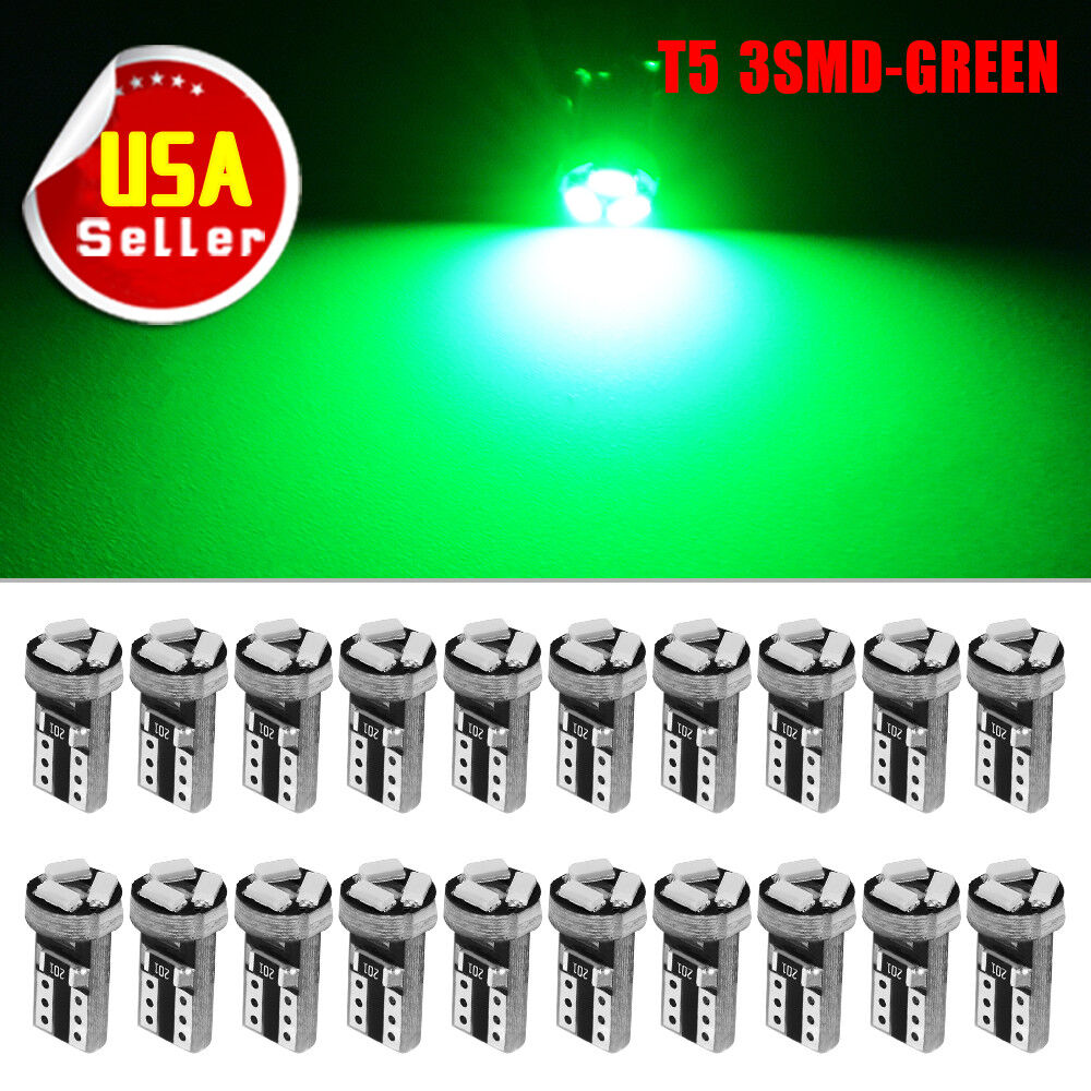 20X Green Wedge T5 3-SMD LED Bulbs Dash Instrument Gauge Speedometer Light 74 17
