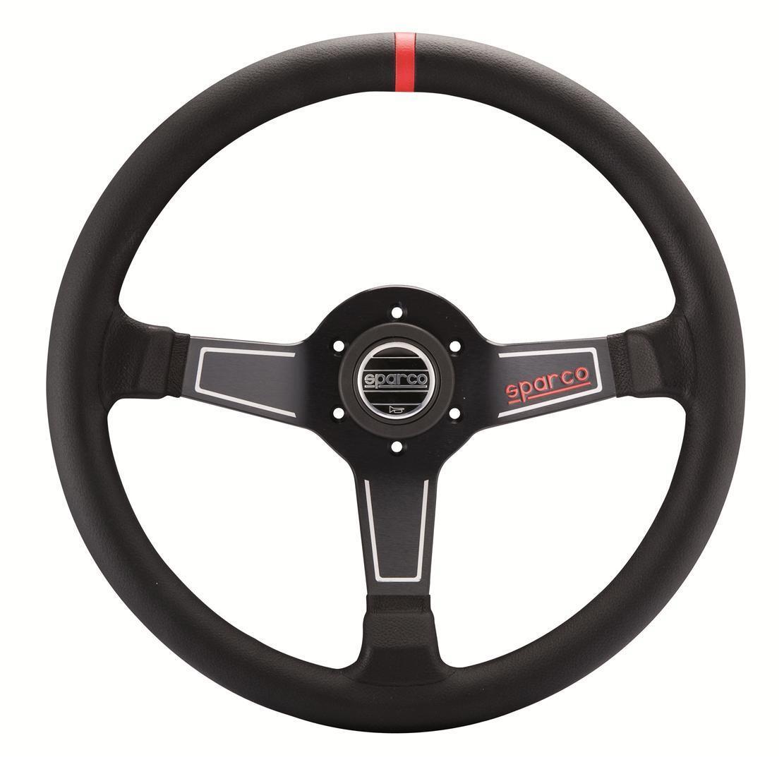 SPARCO L575 MONZA BLACK RED LEATHER STEERING WHEEL 350MM DIAMETER DISH CONCAVE