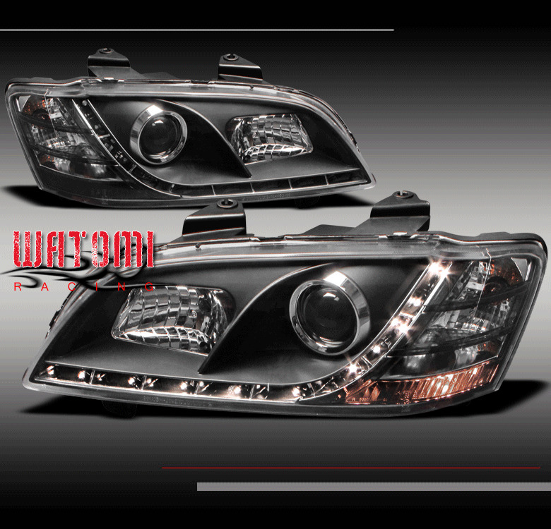 08-10 PONTIAC G8 GT GXP DRL LED PROJECTOR HEADLIGHT BLACK DAYTIME RUNNING W/BULB