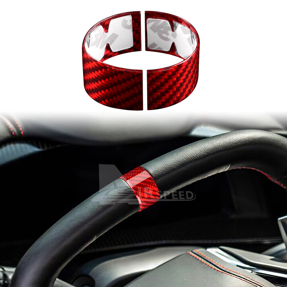RED Steering Wheel Ring Cover HARD REAL Carbon Fiber For Corvette C8 2020-2023