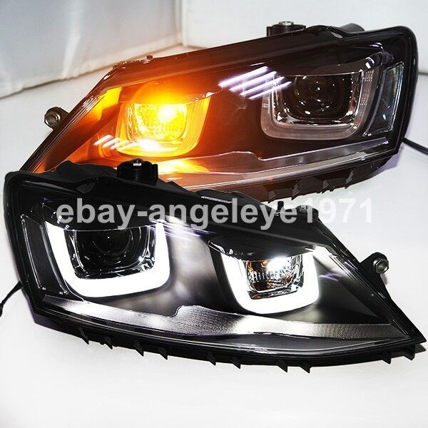 2011 to 2014 year For VW Jetta MK6 LED U Style Angel Eyes Headlights Lamps SY