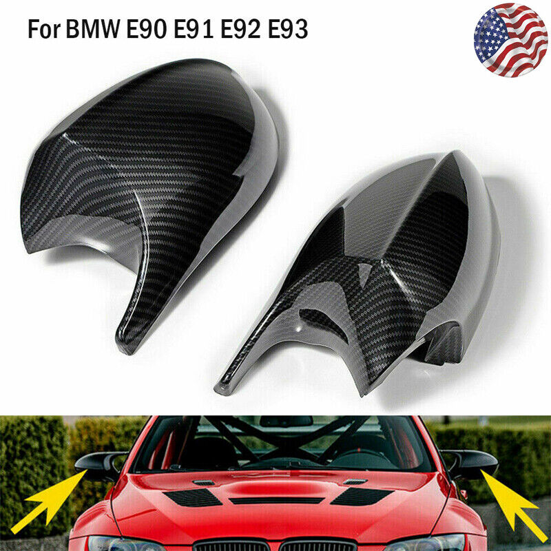 Carbon Fiber Mirror Cover Cap For BMW E90 E91 E92 E93 Pre-LCI 323i 328i M3 Style