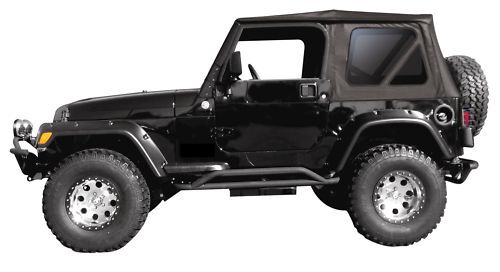 97-2006 JEEP WRANGLER REPLACEMENT BLACK SOFT TOP 3 REAR TINTED WINDOWS