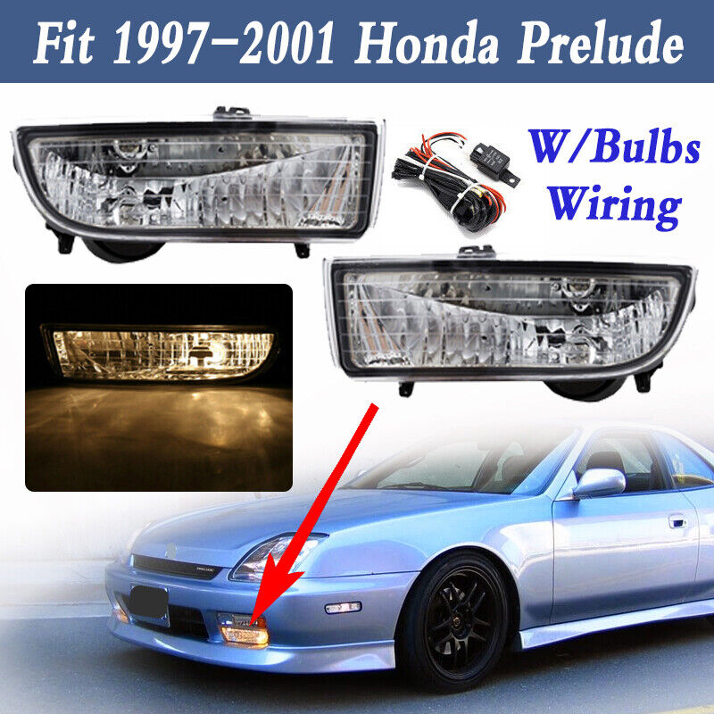 Pair Front Bumper Fog Lights Lamps W/Bulbs Wiring For 1997-2001 Honda Prelude