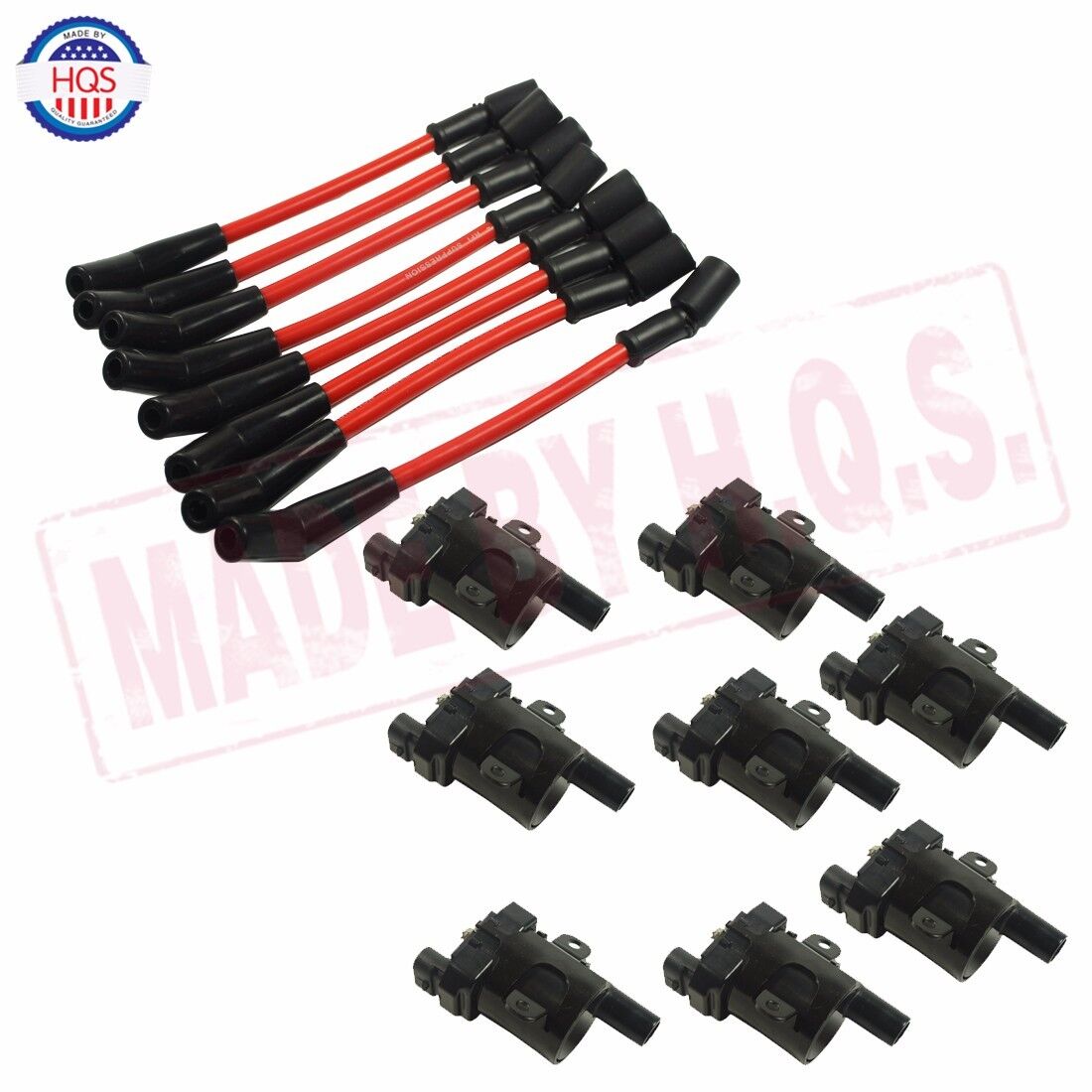 Set of 8 Ignition Coils Kit & 8 Pcs Spark Plug Ignition Wires Set For Chevy NEW