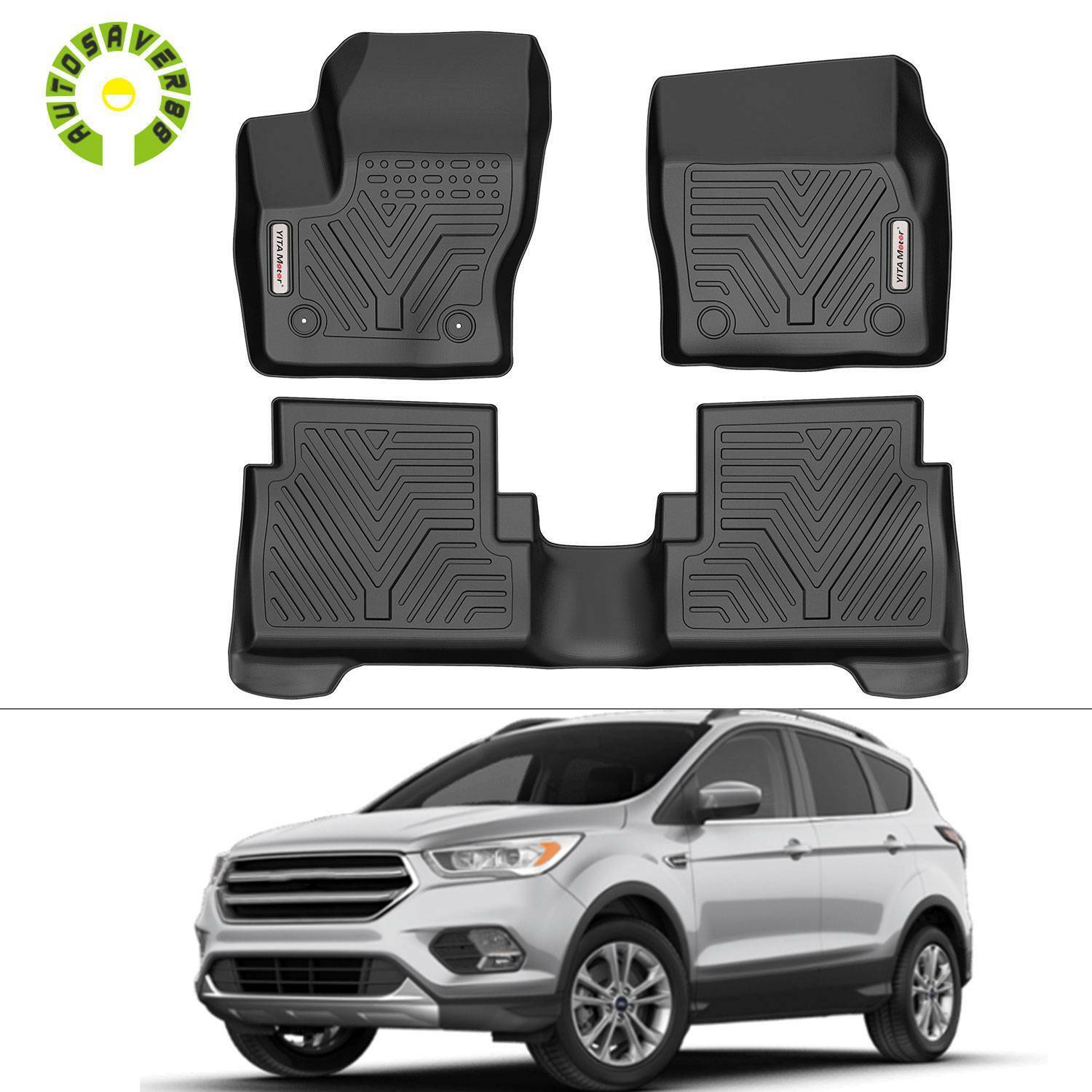 1st & 2nd Row Floor Mats for 2013-2019 Ford Escape All Season Anti-Slip Liners