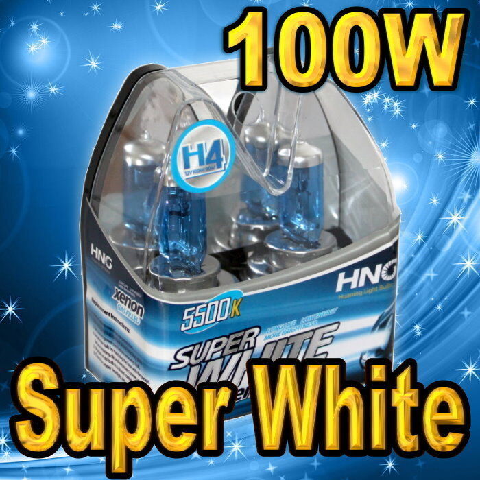 2x H4 9003 HB2 Xenon Halogen Headlight Bulbs High / Low Beam 100W White 5500K 