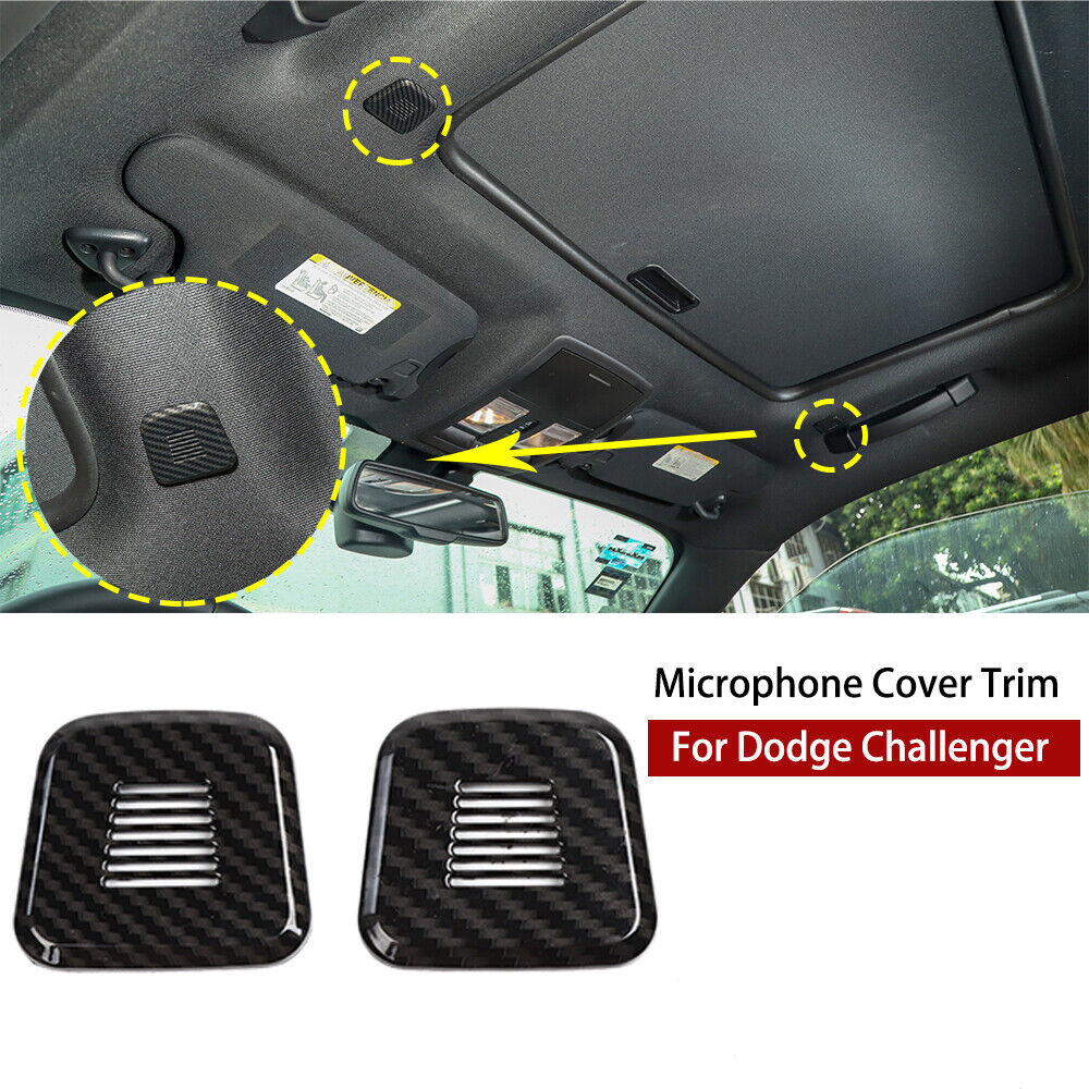 For Dodge Challenger 15+ Interior Roof Microphone Trim Decor Cover Carbon Fiber