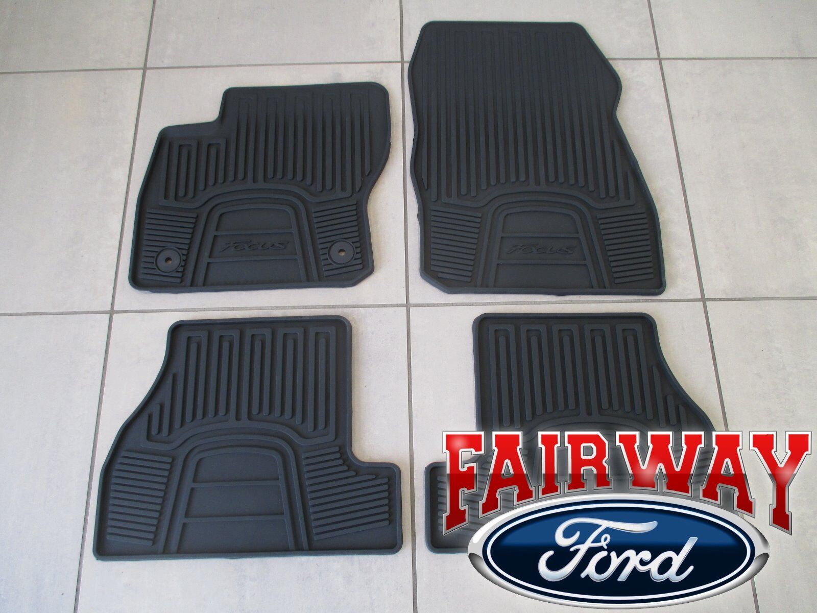 12 thru 16 Focus OEM Genuine Ford Black Rubber All-Weather Floor Mat Set 4-piece