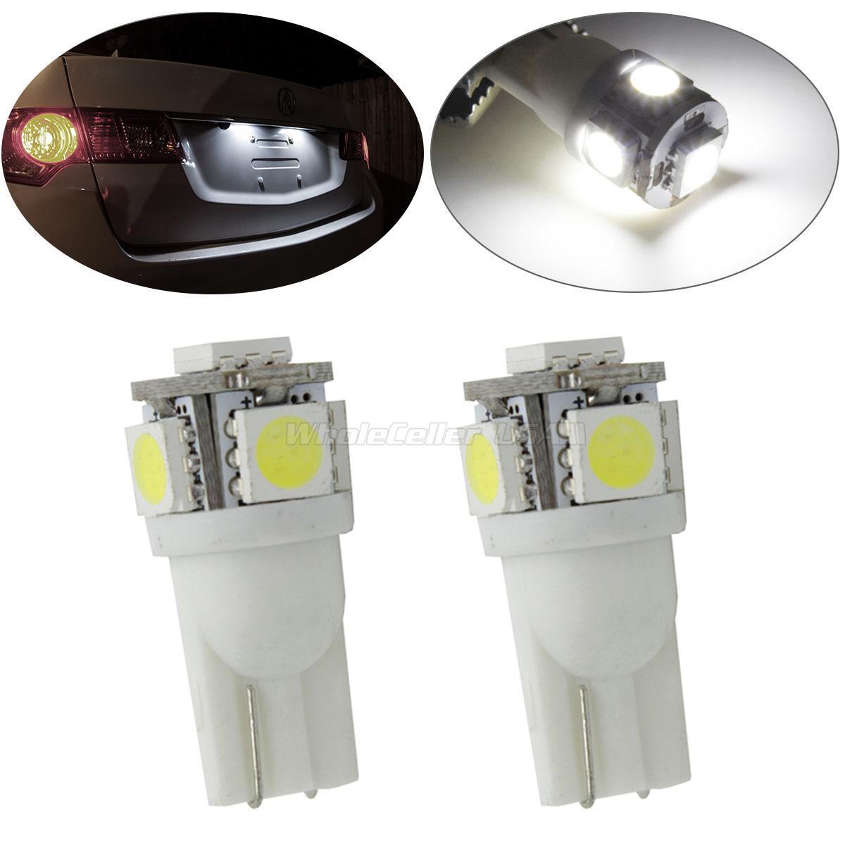 2x HID White 5 5050 SMD T10 168 194 2825 LED Bulb Lamps For License Plate Lights