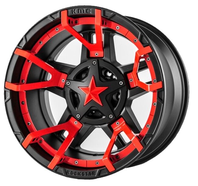 17 inch Black Red XD Series Rockstar 3 Wheels Rims Jeep Wrangler JK 5x5 Set of 4