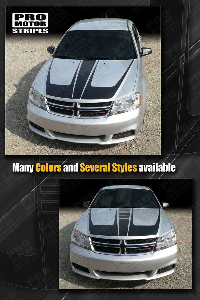 Dodge Avenger 2008-2014 Hood Accent Scallop Stripes Decals (Choose Color)