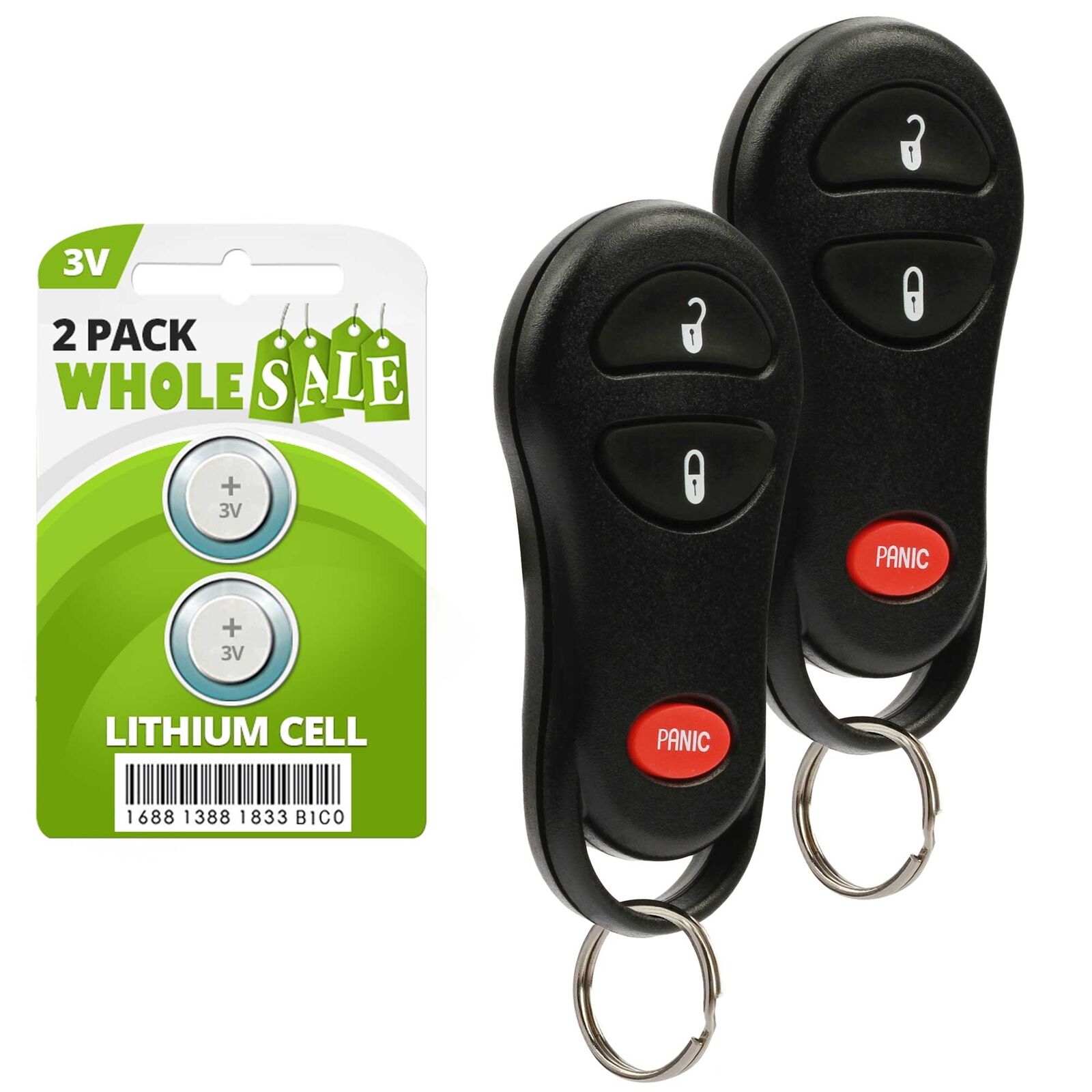 2 Replacement For 2001 2002 2003 2004 2005 Chrysler PT Cruiser Key Fob Remote