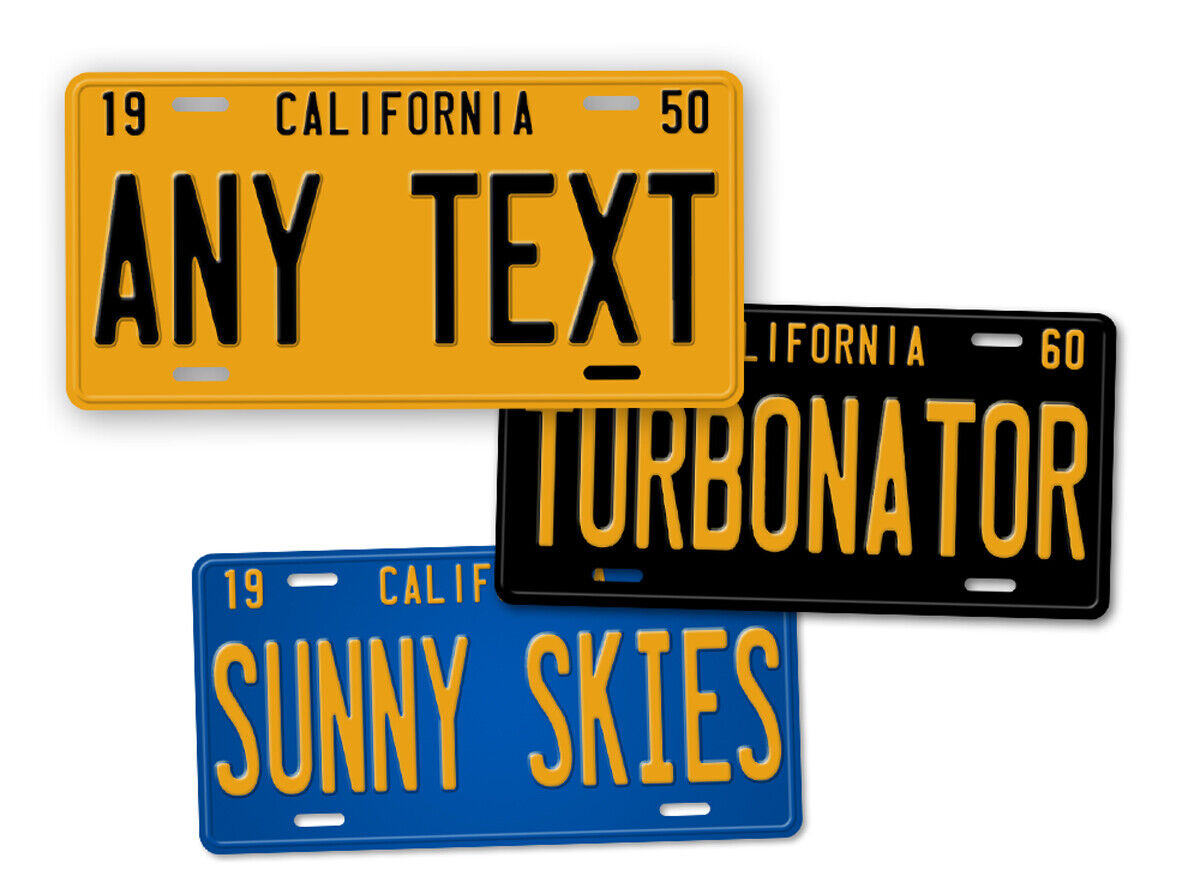 Personalized California License Plate / Retro 1950s 1960s 1970s Custom Text Tag