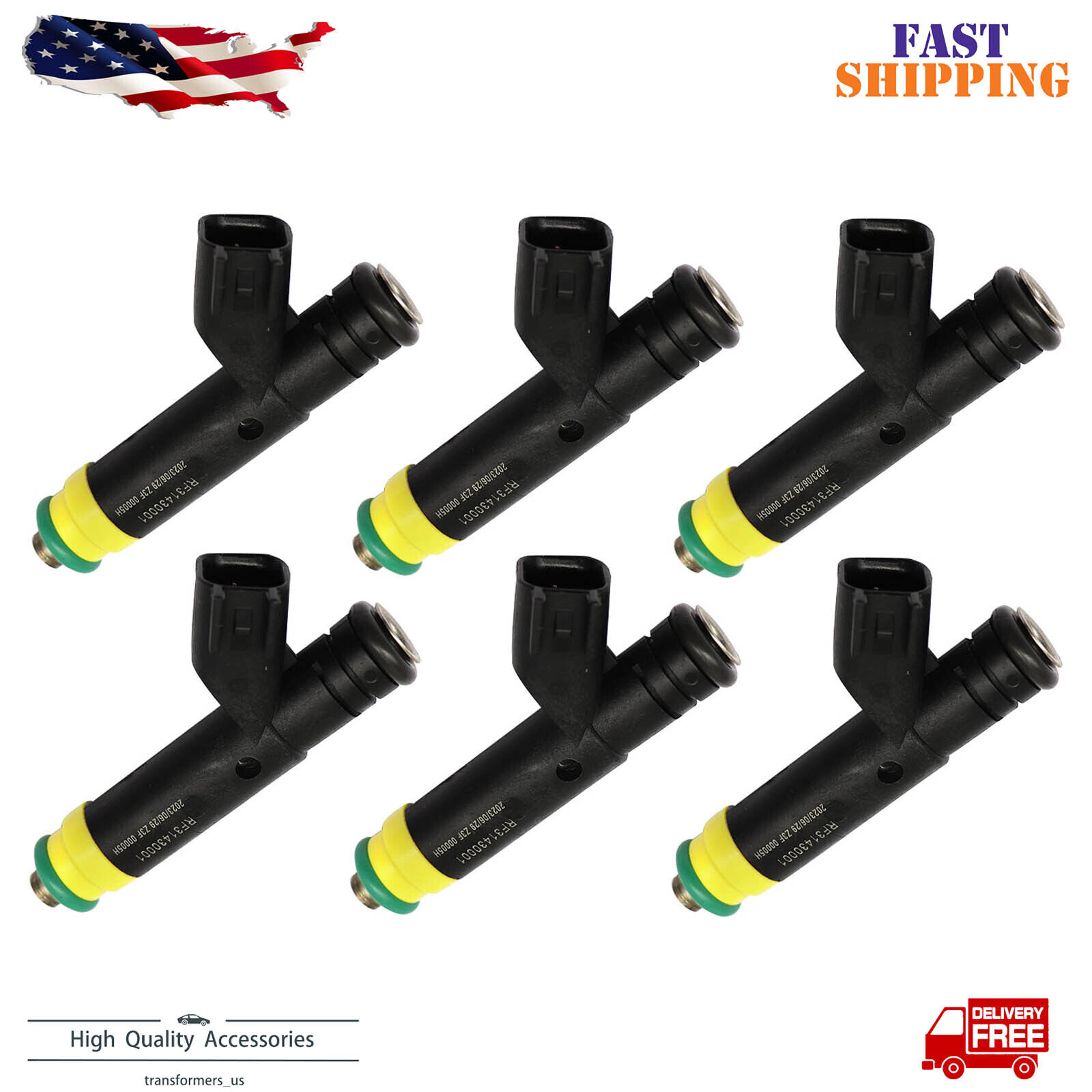 Set of 6 for Pickup Ford Ranger Mazda B3000 Truck 01-07 Fuel Injectors Gas New
