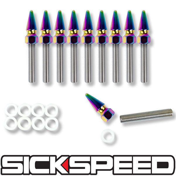 10 PC STAINLESS STEEL EXTENDED MANIFOLD INTAKE STUD KIT/SET NEO CHROME SPIKES C