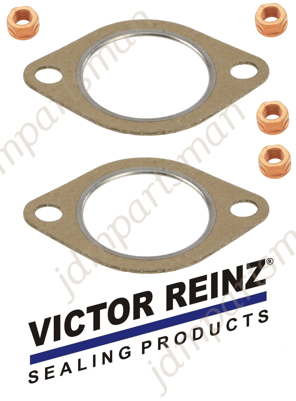 🔥🔥2x Exhaust Manifold Flange Gasket 18107502346 + 4 Nuts 1999-2010 for BMW  