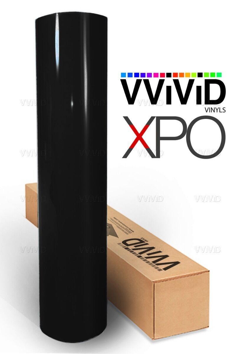 Black gloss vinyl car wrap bubble free air release cast VViViD XPO choose a size