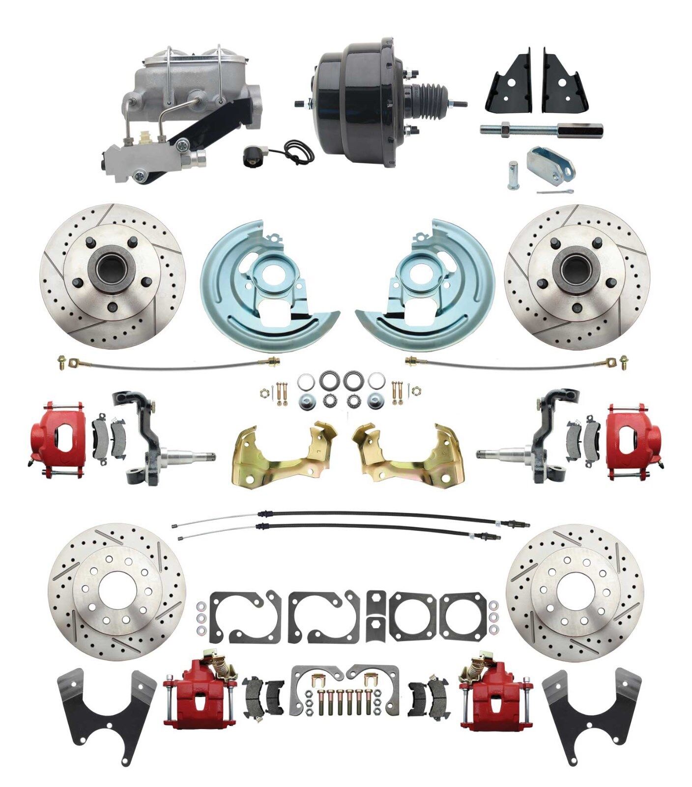 1964-72 A-Body All Wheel Performance Disc Brake Conversion Kit w/ Red Calipers