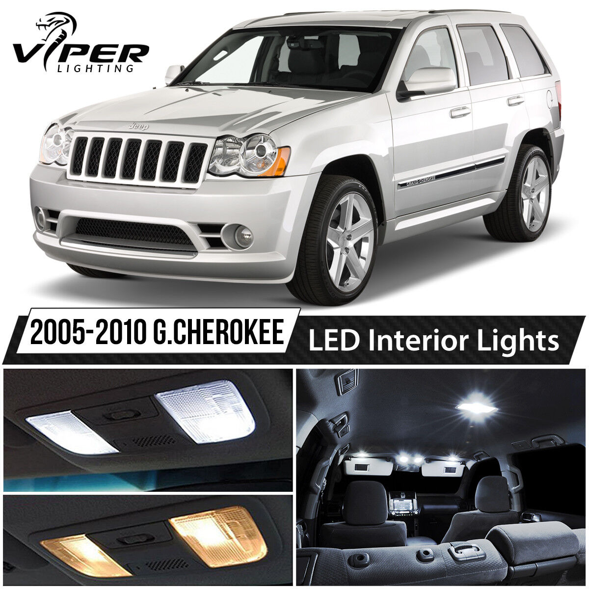 2005-2010 Jeep Grand Cherokee White LED Lights Interior Package Kit