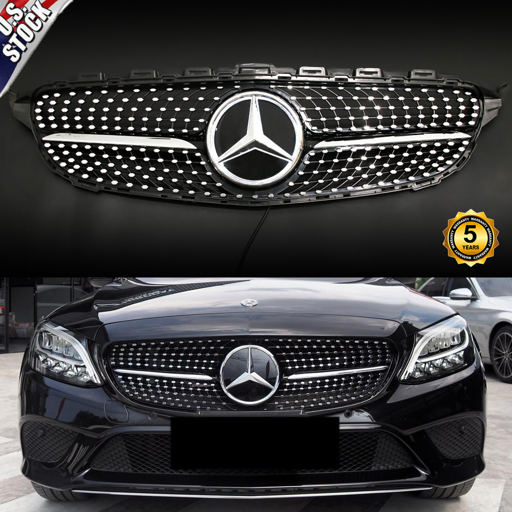 Frint Grill &LED Emblem For Mercedes Benz W205 C200 C300 C350 C400 2019-2021