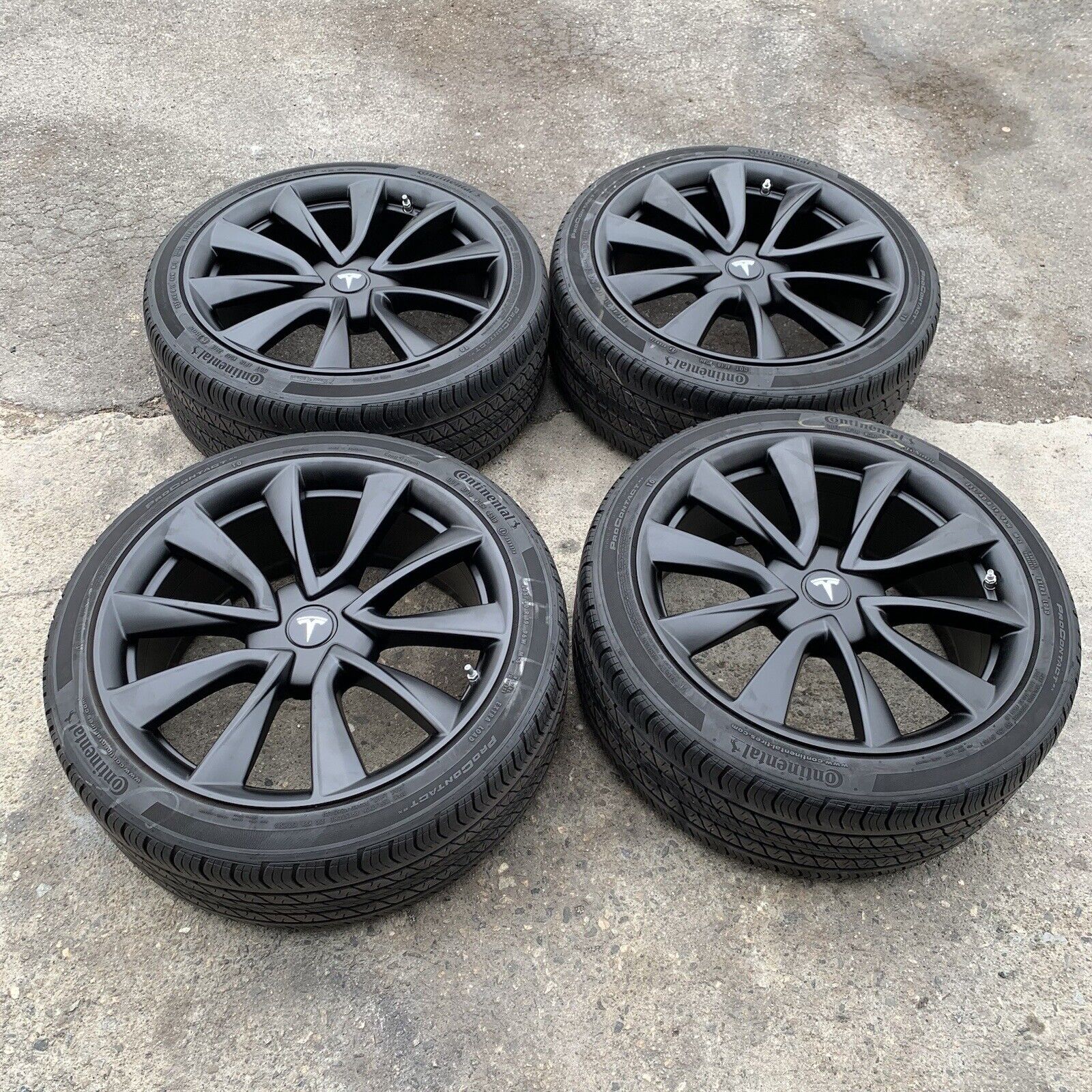 Tesla Model 3 19” 19 Inch Wheels + OEM Continental Tires 60-80% Tread Left TPMS 