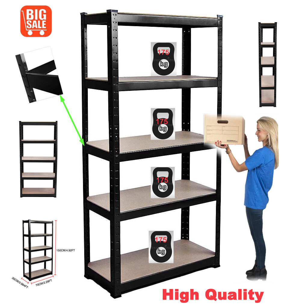 US Shelf Garage Strong Metal Storage 5 Level Adjustable Shelves Rack Heavy Duty